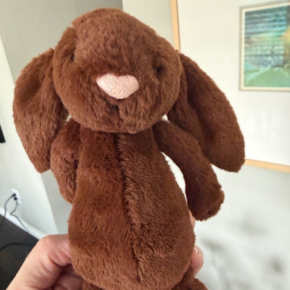 Retried Jellycat Chocolate Bashful Bunny Sm Plush Lovey Replacement EUC Security